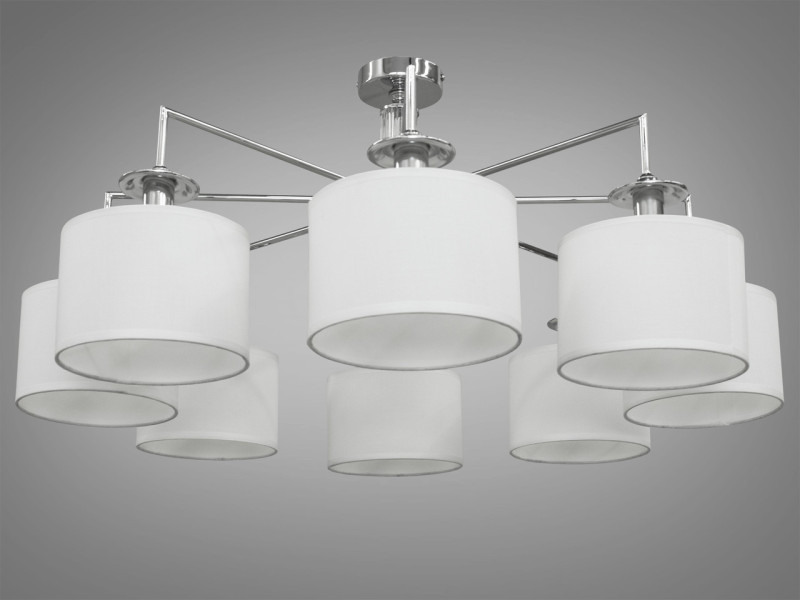 Люстра з абажурами із тканини на 8 рожків, золотиста