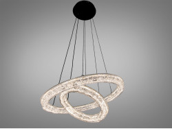 Підвісна люстра LED чорна 2 кільця 54 Вт до 9 м²