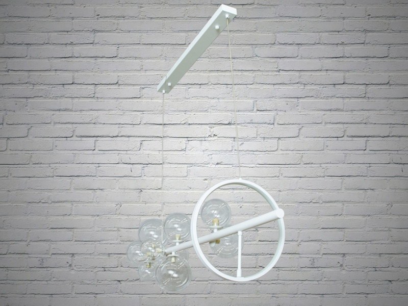 Лінійна підвісна люстра в стилі Loft, 10 плафонів з led підсвіткою