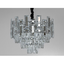 Люстра підвісна кришталева в вітальню, 7 ламп, хром