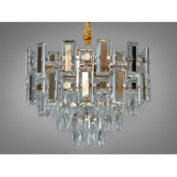 Люстра підвісна кришталева в вітальню, 7 ламп, золотиста