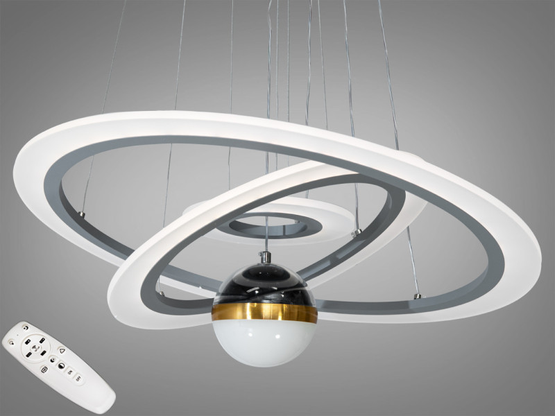 Світлодіодна люстра з додатковим підсвічуванням, 90 Вт сіра