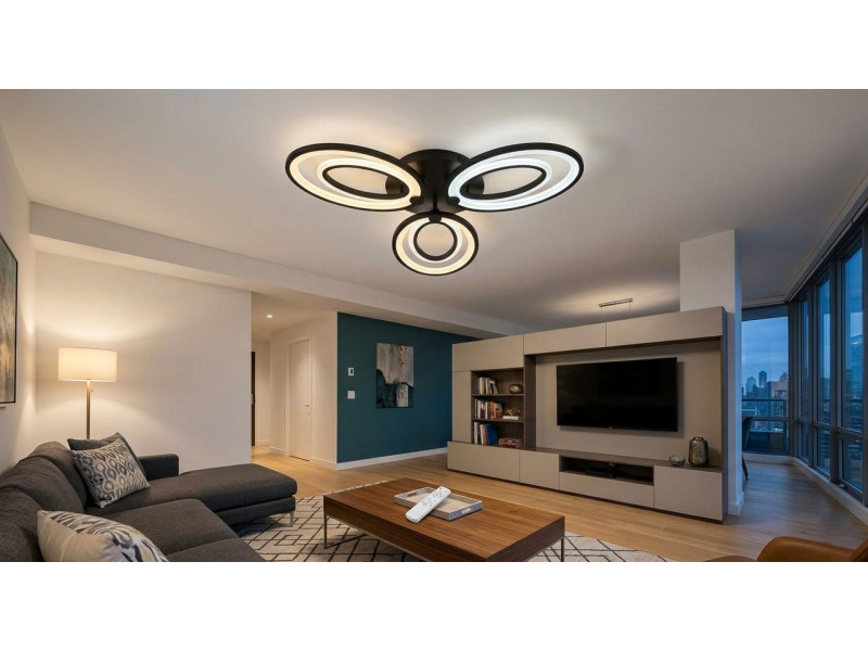 Люстра LED Trio Oval чорна 60Вт пульт димер до 12 м²