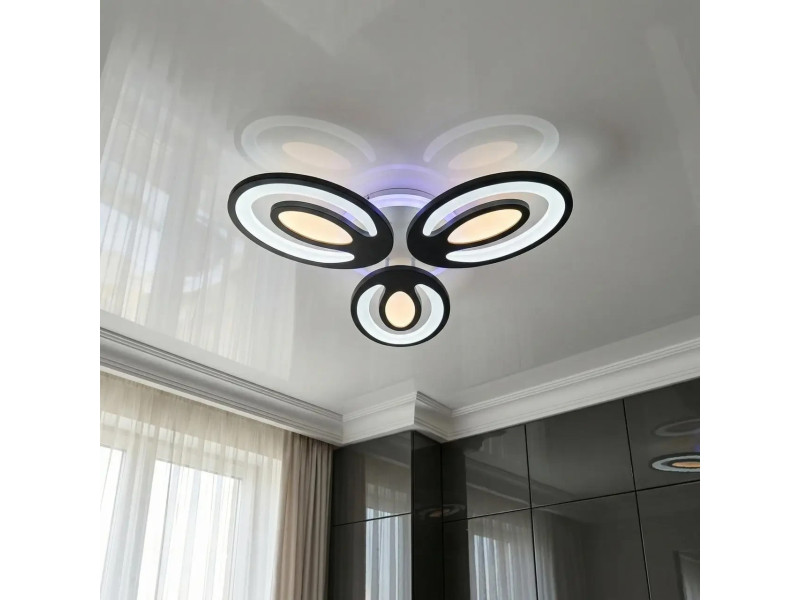 Люстра LED Trio Oval чорна 60Вт пульт димер до 12 м²
