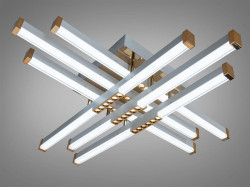 Стельова LED люстра Лінії білі+золото 80 Вт
