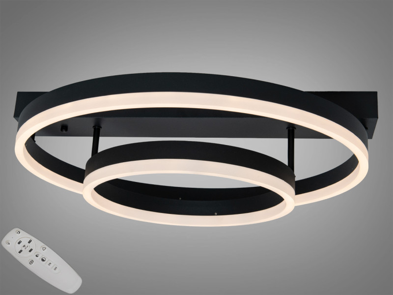Стельова LED люстра біла 60W пульт димер 2 кільця