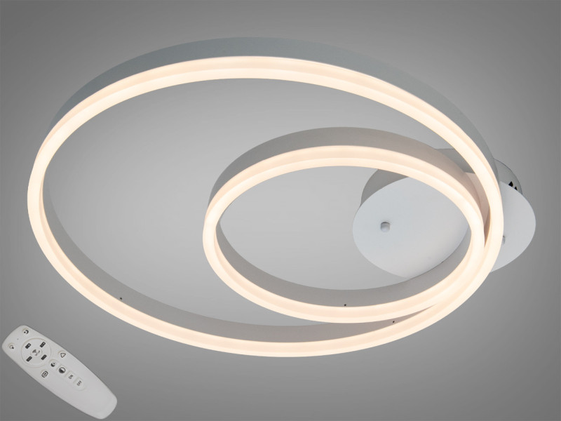 Стельова LED люстра біла 58W два кільця димер ПДУ