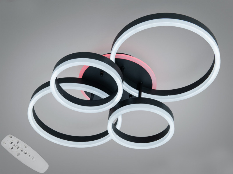 Люстра Rings чорна LED 4 кільця димер