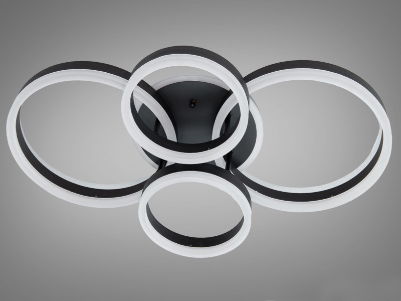 Люстра Rings чорна LED 4 кільця димер