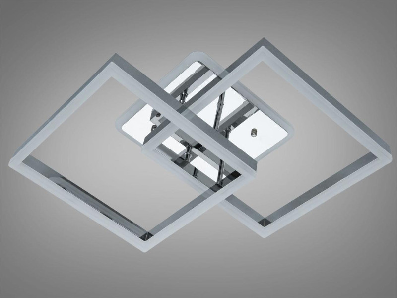Стельова LED люстра пульт 64Вт хром 1+1 квадрат
