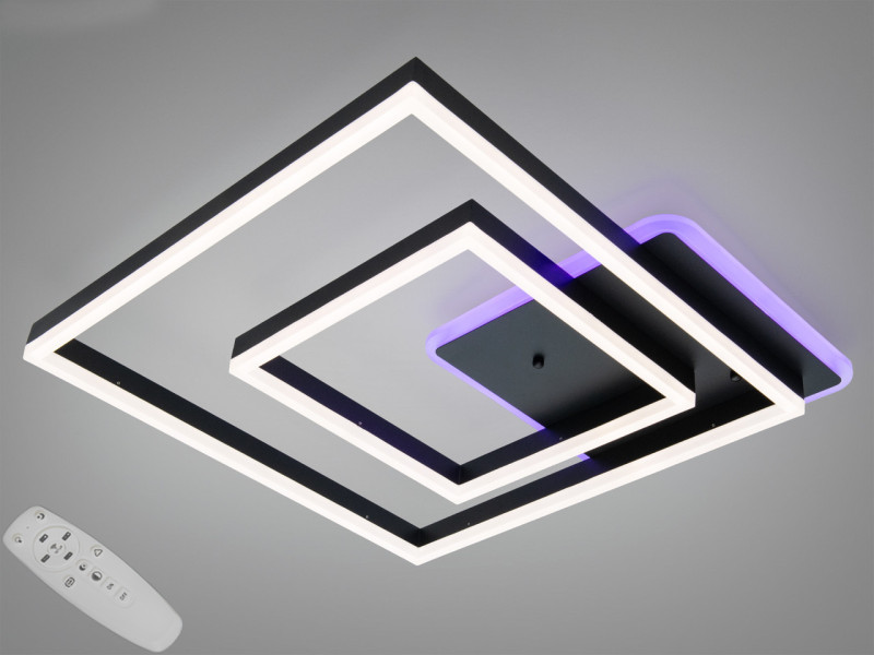 Стельова LED люстра чорна 84W димер пульт