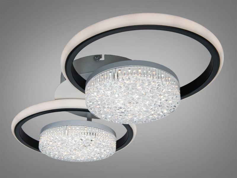 Люстра LED кільця біла чорна 58W димер 2+2