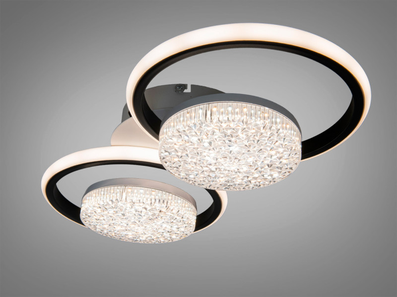 Люстра LED кільця біла чорна 58W димер 2+2