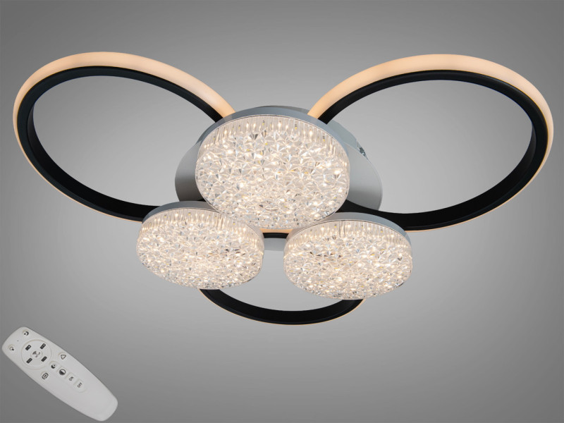Люстра LED біло-чорна 82W пульт 3+3