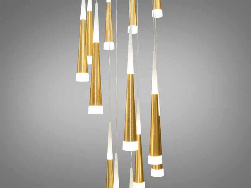 Каскадна світлодіодна люстра потужністю 60 Вт, колір-золото