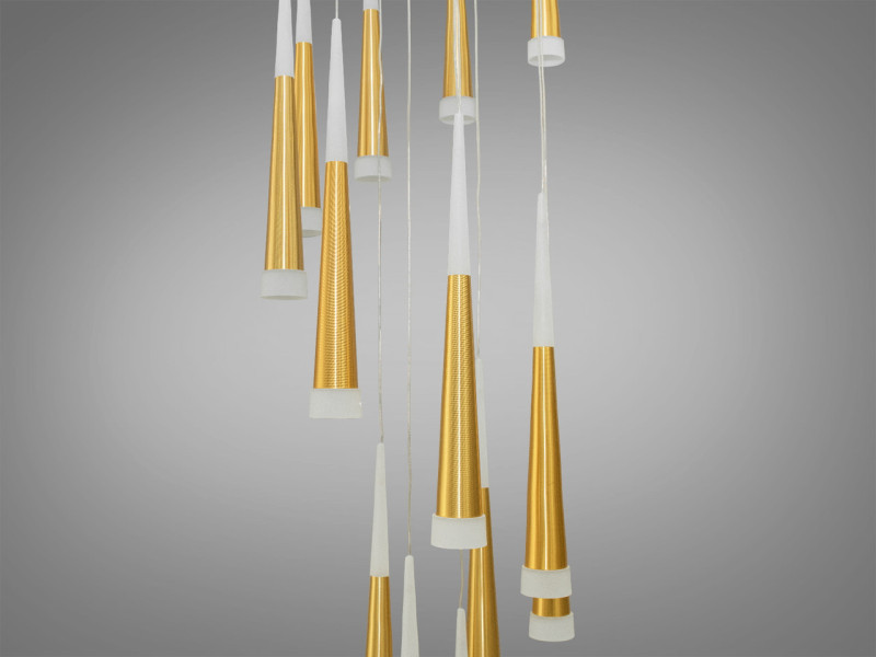 Каскадна світлодіодна люстра потужністю 60 Вт, колір-золото