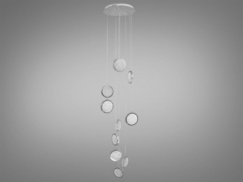 Каскадна світлодіодна люстра потужнстю 66W, колір хром