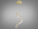 Золотистий підвіс 24 Вт в інтер'єрі вітальні над журнальним столом  