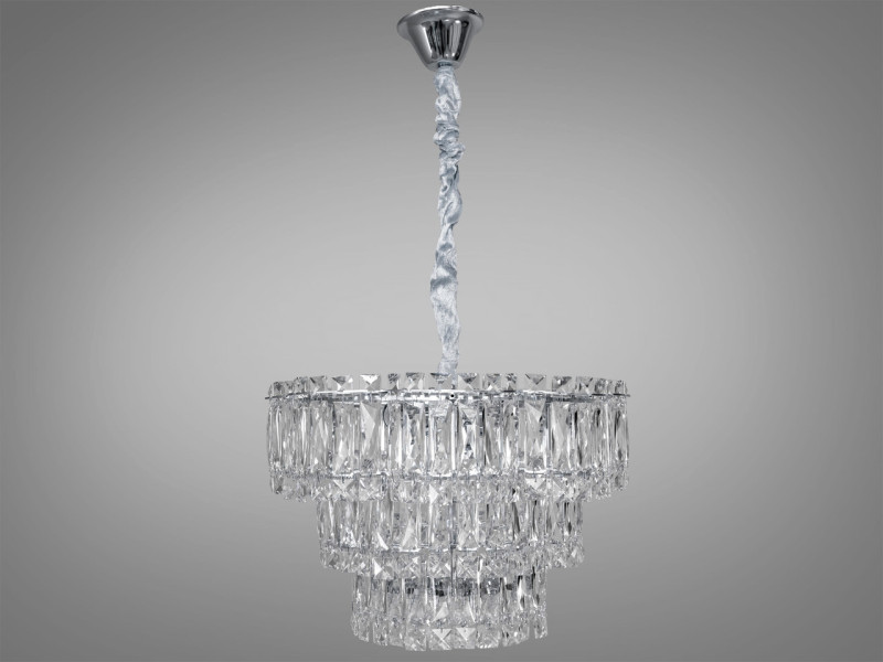Підвісна кришталева люстра на 6 ламп, хром