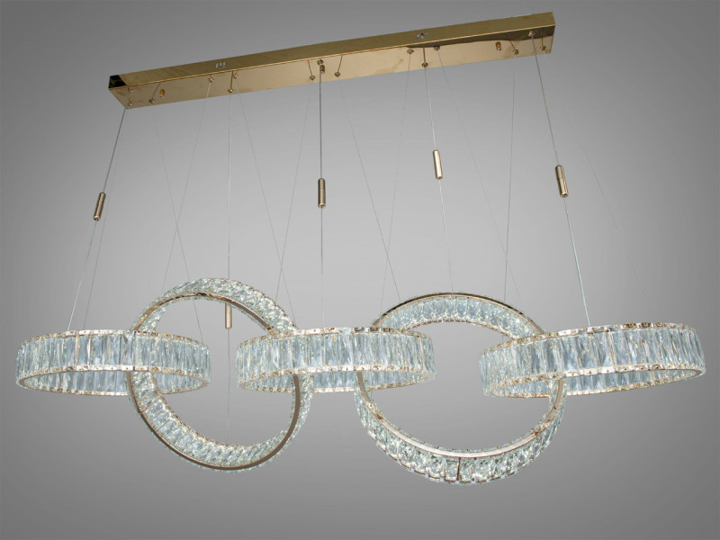 Підвісна люстра LED 5 кілець 195 Вт хром