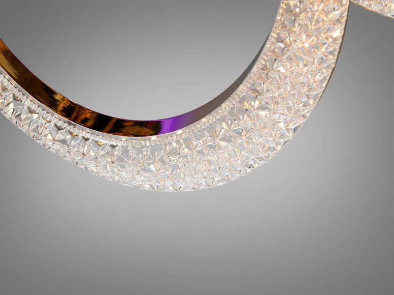 Світлодіодна стельова LED люстра з пультом та димером (125W, Золотиста, 4 модулі, 83 см)