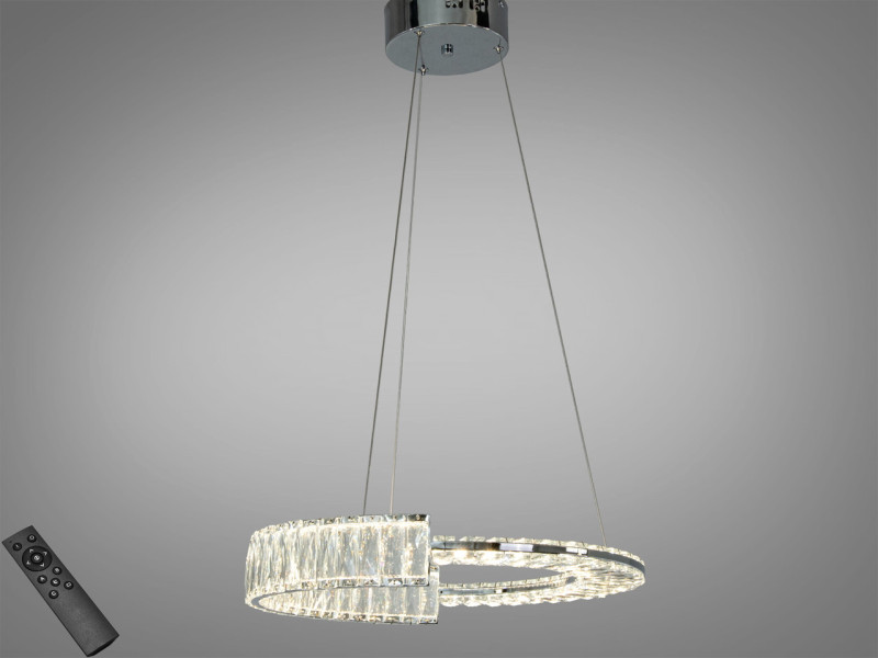 Підвісна LED люстра кільце 55 Вт хром з пультом