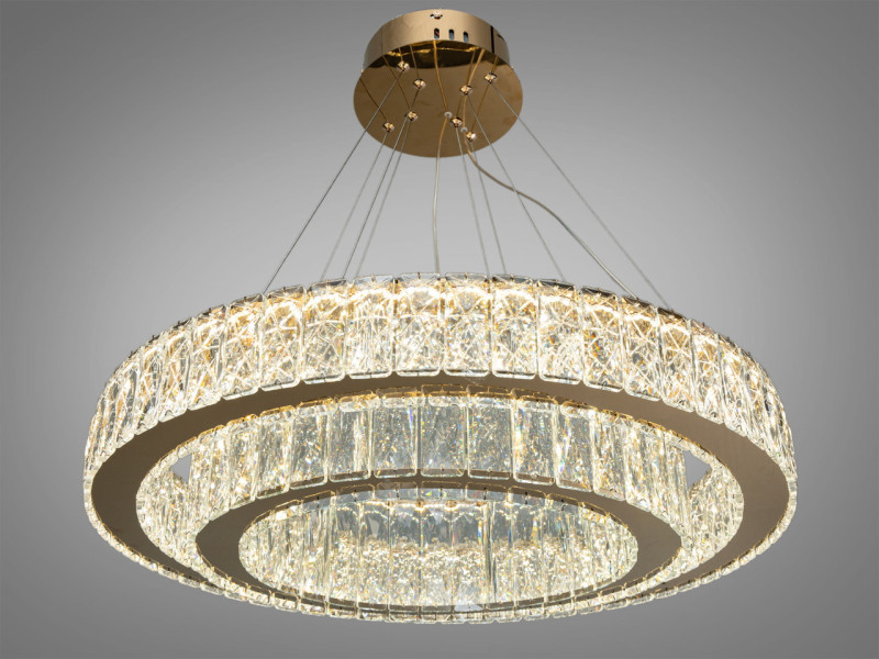 Кришталева люстра LED золотого кольору 105Вт пульт