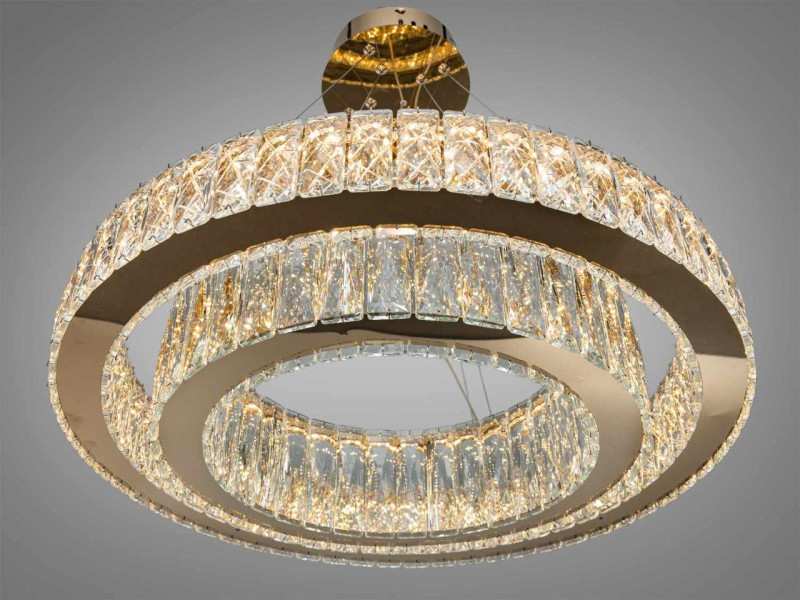 Кришталева люстра LED золотого кольору 105Вт пульт