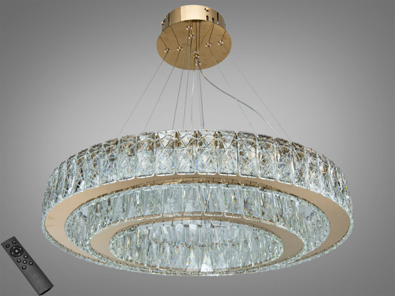 Кришталева люстра LED в кольорі-хром 105Вт пульт