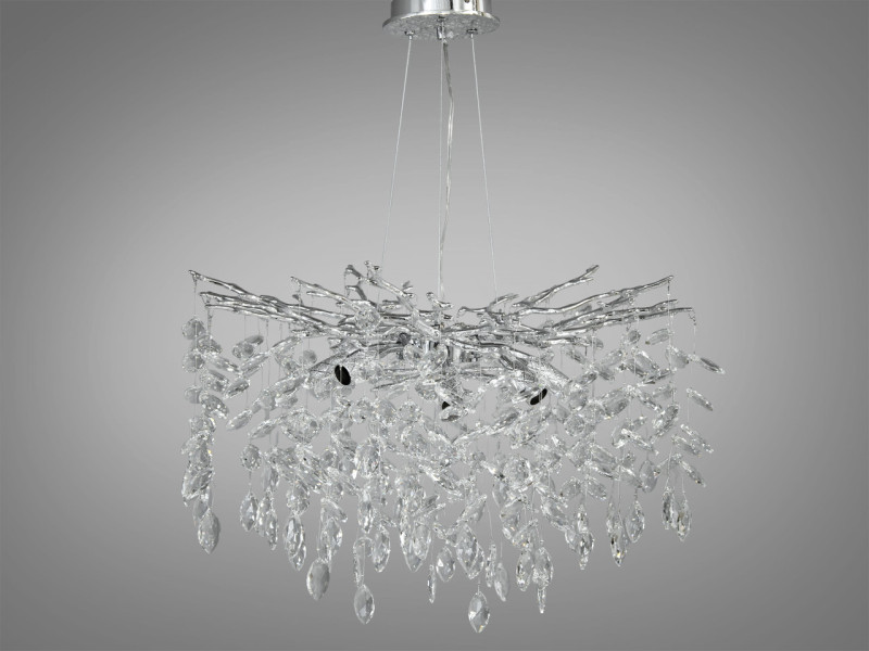 Підвісна кришталева люстра "Гліцинія", 8 ламп, хром