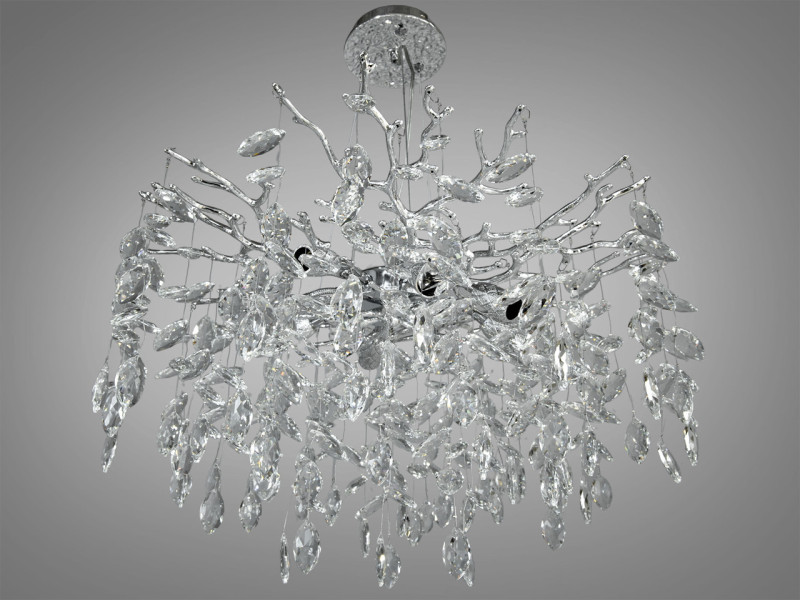 Підвісна кришталева люстра "Гліцинія", 8 ламп, хром