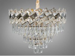 Кришталева люстра у вітальню на 11 ламп, золотого кольору