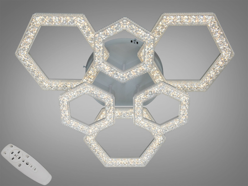 Стельова LED люстра чорна 75W 6 модулів з пультом
