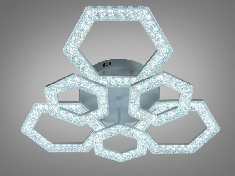 Стельова LED люстра чорна 75W 6 модулів з пультом