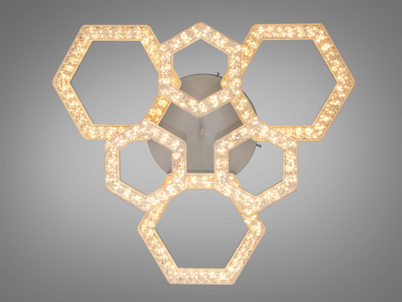 Стельова LED люстра чорна 75W 6 модулів з пультом