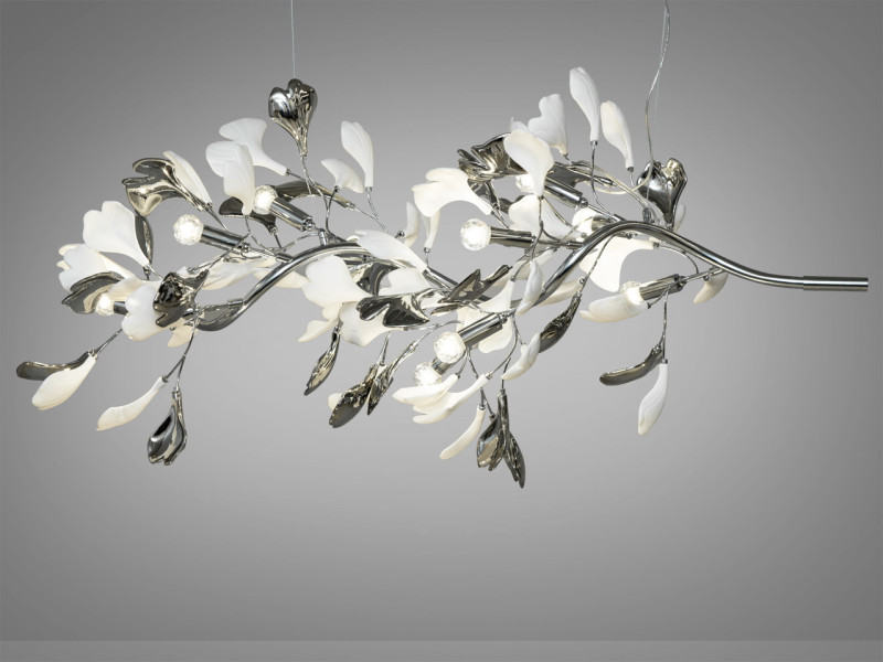 Фарфорова люстра на 12 ламп, золотиста