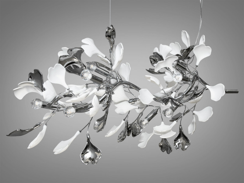 Фарфорова люстра на 12 ламп, золотиста