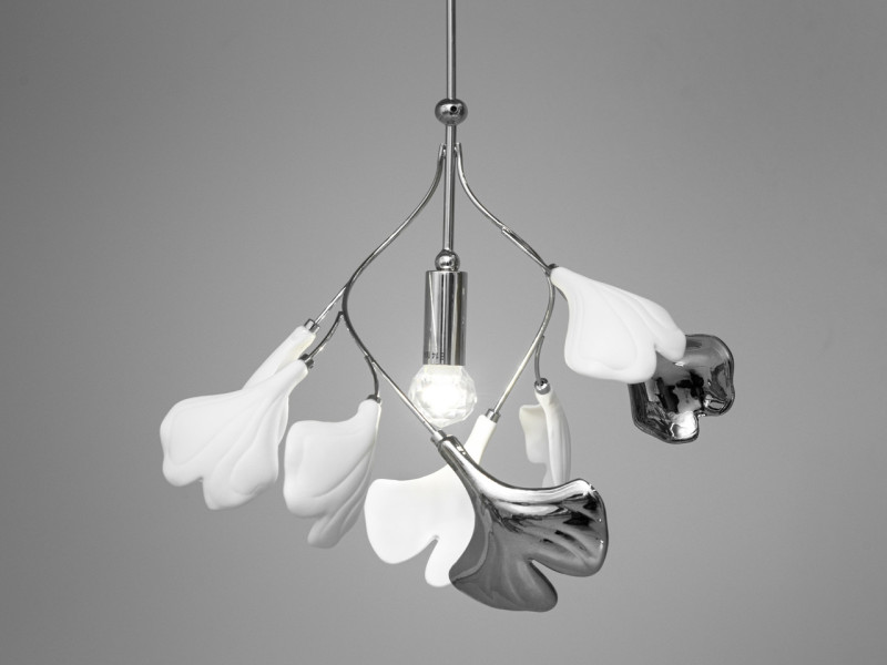 Люстра з керамічними елементами на 1 лампу, хром