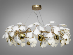 Підвісна люстра з фарфоровими елементами, 12 ламп, золотого кольору
