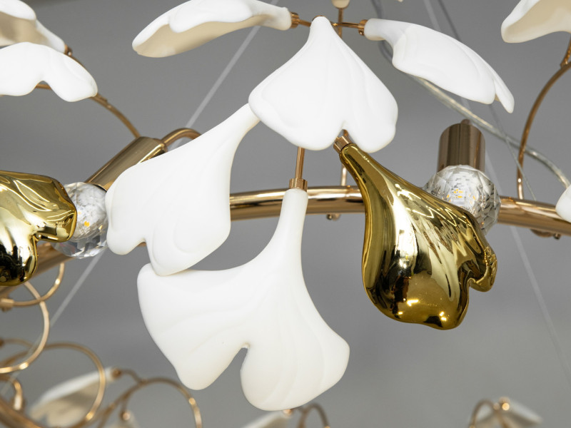 Підвісна люстра з фарфоровими елементами, 12 ламп, золотого кольору