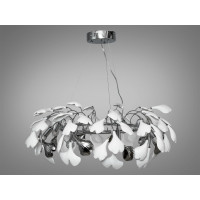 Люстра з керамічними елементами на 8 ламп, золотиста