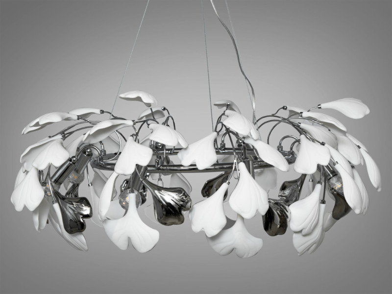 Люстра з керамічними елементами на 8 ламп, золотиста