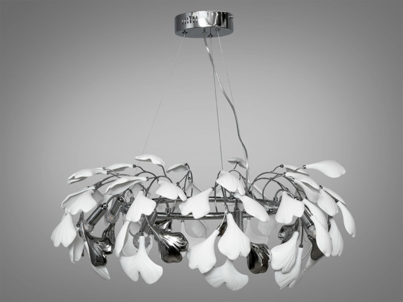 Люстра з керамічними елементами на 8 ламп, хром