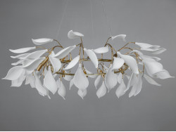 Підвісна люстра з фарфоровими елементами, 12 ламп, золотого кольору, 120см