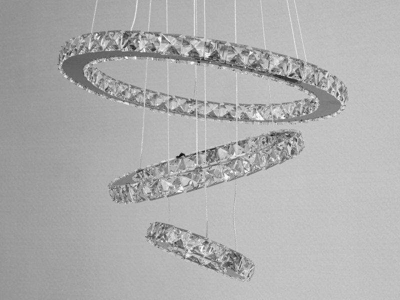 Хрустальна LED люстра на підвісах-тросах, 60W, хром