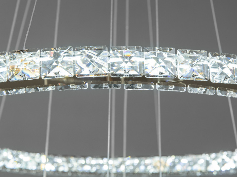 Підвісна кришталева світлодіодна люстра кільця, 80W, золотого кольору