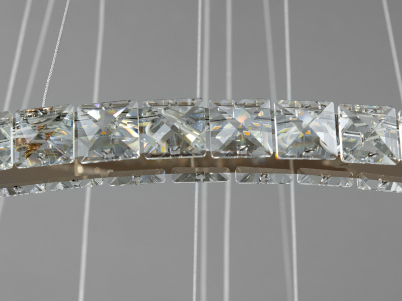 Підвісна кришталева світлодіодна люстра кільця, 80W, золотого кольору