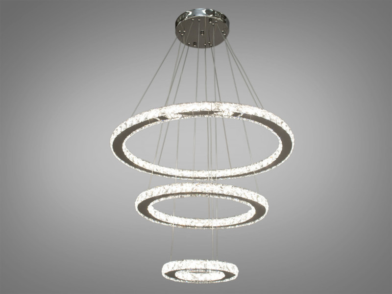 Хрустальна світлодіодна люстра підвіс, 80W, колір - хром