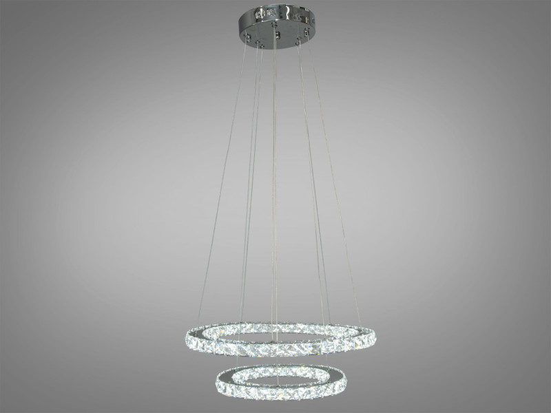 Стильна кришталева світлодіодна люстра-підвіс, 55W, хром