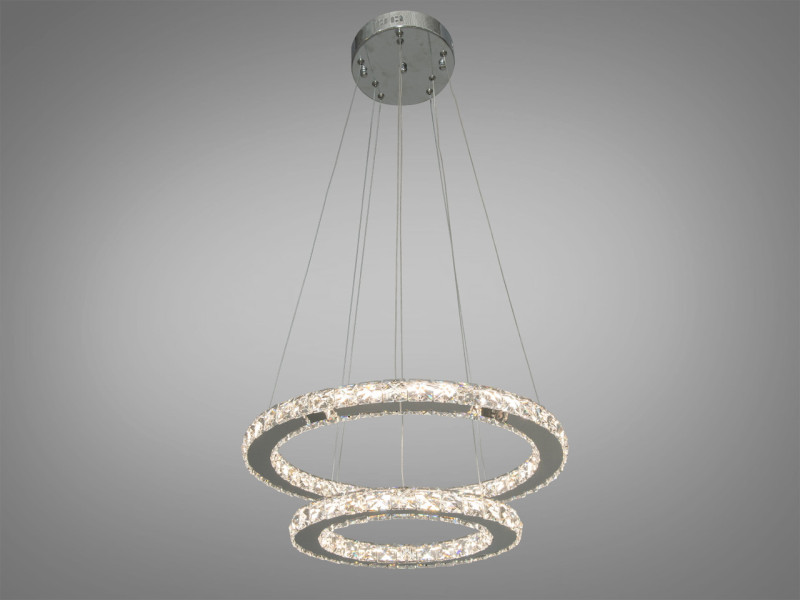Стильна кришталева світлодіодна люстра-підвіс, 55W, хром